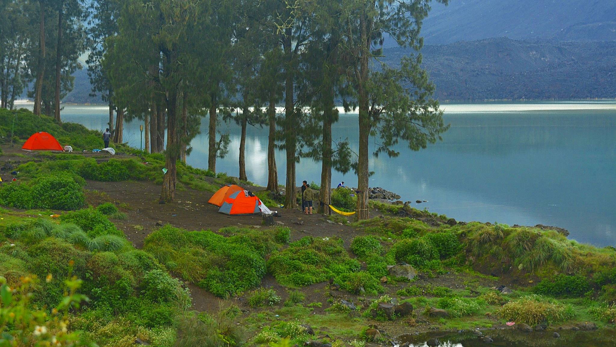 at Segara Anak Lake Campsite with Bas Rinjani trekking Organizer Team, 3 Days 2 Nights (Senaru Rim, 2nd Summit, Lake, Torean)